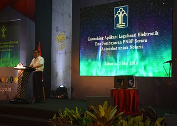 Plt. Kepala Balitbang Hukum dan HAM menghadiri  peluncuran Aplikasi Legalisasi Elektronik dan Autodebet PNBP untuk Notaris