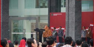 Balitbang Hukum dan HAM kembali menjadi petugas apel sore Kemenkumham.