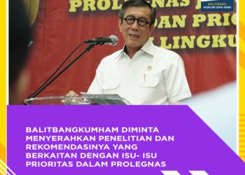 Balitbangkumham diminta menyerahkan penelitian dan rekomendasi yang berkaitan dengan isu-isu prioritas dalam Prolegnas.