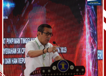 Menteri Hukum dan HAM, Yasonna H Laoly pagi ini menyambut Wakil Menteri yang baru saja dilantik