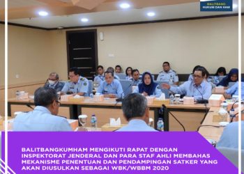Balitbangkumham mengikuti rapat dengan Inspektorat Jenderal dan para Staf Ahli membahas mekanisme penentuan dan pendampingan satker yang akan diusulkan sebagai WBK/WBBM 2020