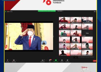 Seluruh Pegawai di Lingkungan Balitbang Hukum dan HAM Mengikuti Upacara Penurunan Bendera Merah Putih Secara Virtual